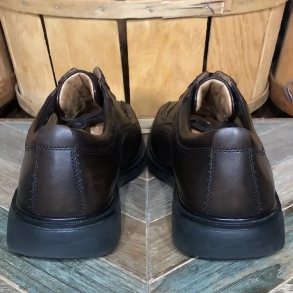 Clarks Unstructured Un Kenneth Way Dark Brown Leather Oxfords Mens Size 9.5 WIDE